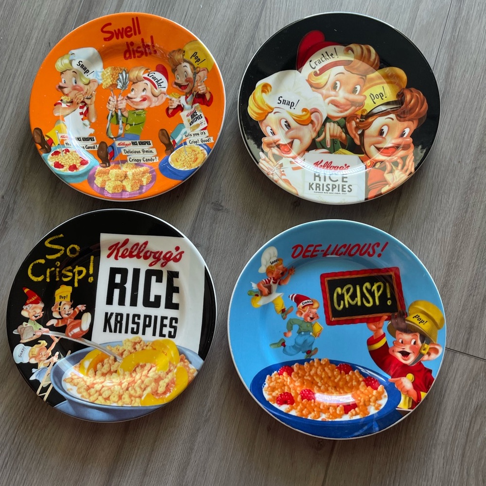 Vintage 2006 Kellogg’s Collectors Plates Set of 4! Rice Krispies Cereal ad
